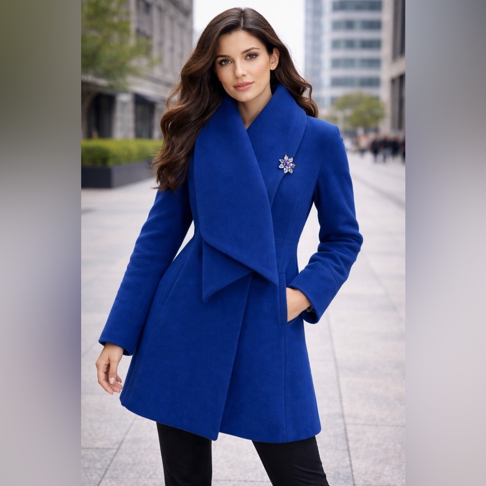 Chloé Blue Wrap Pea Coat – Elegant & Versatile